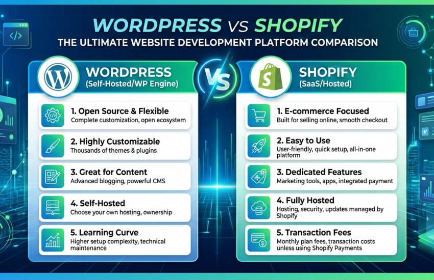 WordPress vs Shopify comparison for business websites in 2026
